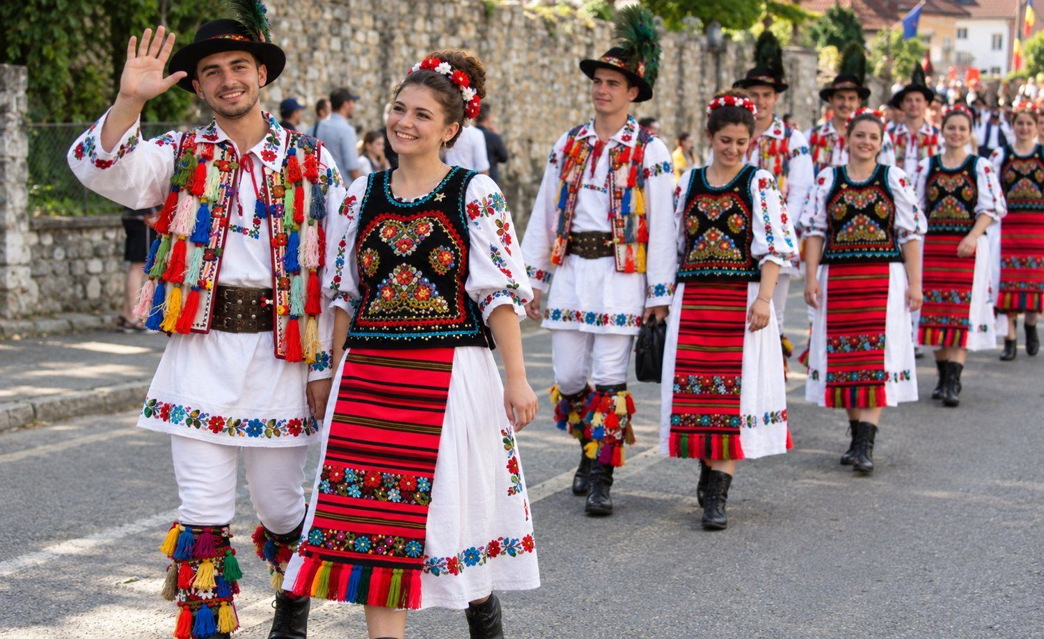 Alaiul nuntașilor în port popular